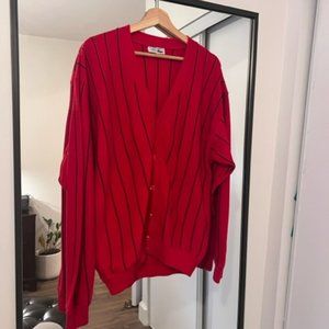 Lacoste (XL) Red & Blue pinstriped Cardigan